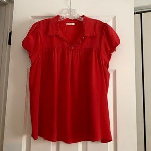 Whitley silk top.  Size Large. Peach/red color.